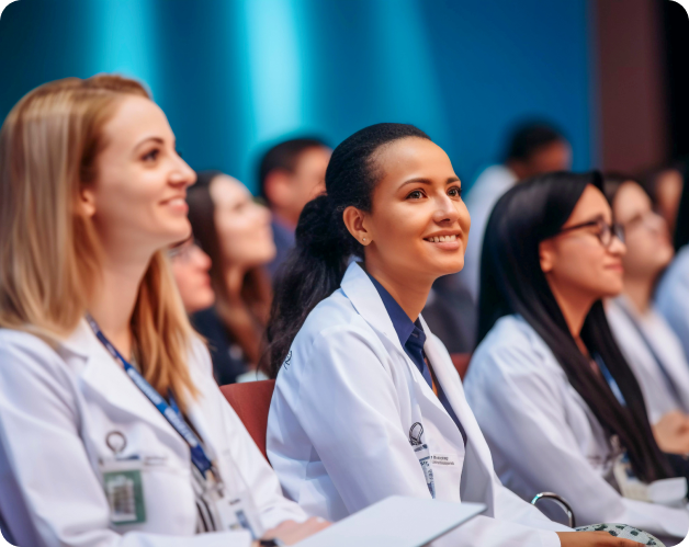 Image of MBBS expert doctors sitting infront of a stage